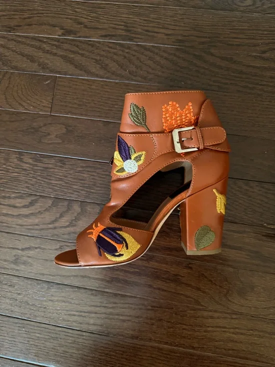 Laurence Dacade Brown Leather Floral Sandals Size 37 - Picture 5 of 11